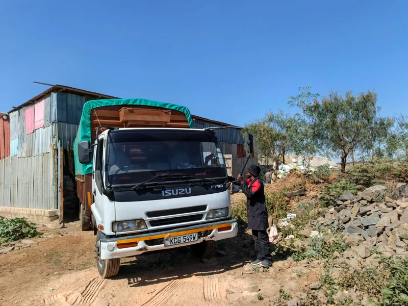 Truck being loaded at the production site